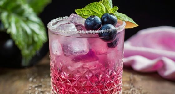 Close Up,Image,Of,A,Vibrant,Blueberry,Cocktail,Served,In,A