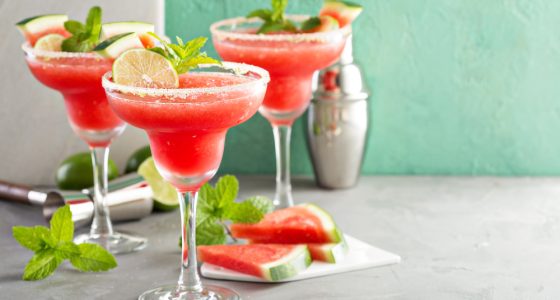Refreshing,Summer,Watermelon,Margaritas,With,Lime,And,Mint