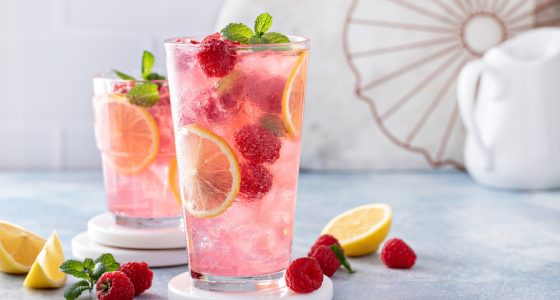 Spring,Or,Summer,Refreshing,Cold,Cocktail,Or,Mocktail,With,Berries
