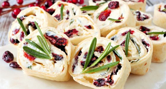 Cranberry,,Cream,Cheese,Pinwheel,Appetizers.,Holiday,Food,Concept.,Close,Up,